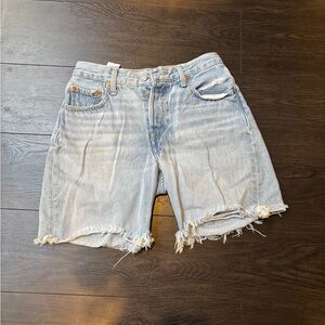 Levi's Blue Distressed Jean Shorts Relaxed Fit